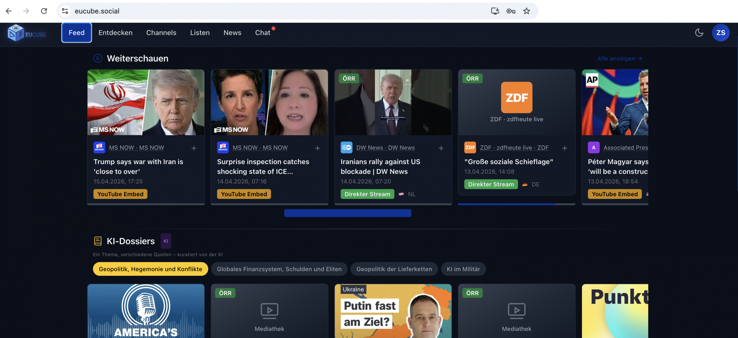 EUCube- Ein experimentelles Privacy-First Media-Portal